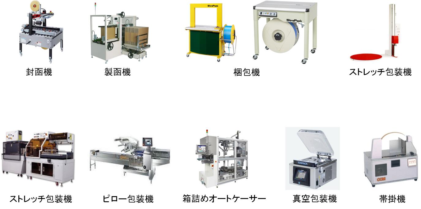 ダンボールゴミ箱や商品の包装機器や梱包機
